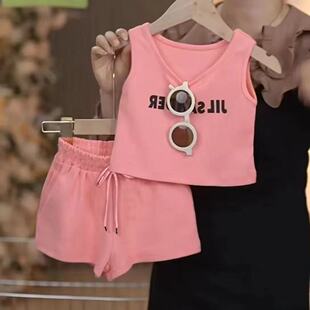 韩版外穿春夏季新款女童宝宝时尚爆款背心短裤套装休闲运动两件套