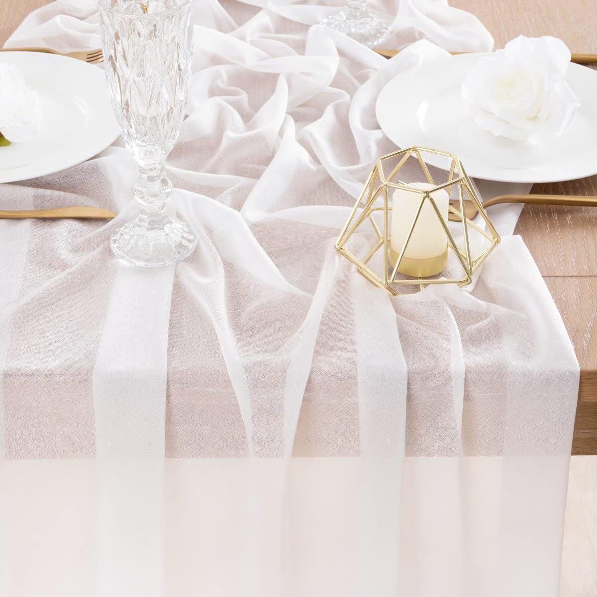 飘逸美人纱桌旗户外草坪婚礼订婚甜品台桌布生日派对餐桌装饰纱幔