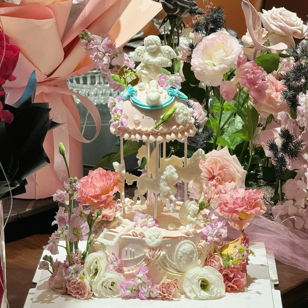 网红复古双层旋转木马翻糖模具