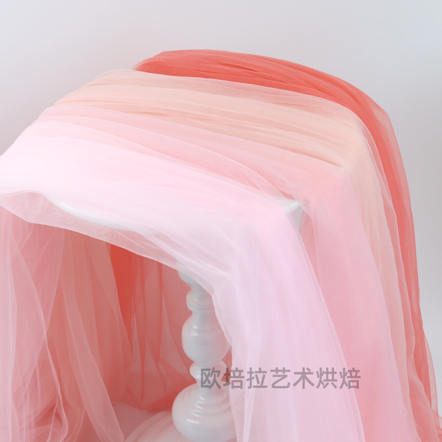 粉色网纱布幔周岁宝宝宴甜品台背景婚礼下午茶蛋糕拍摄装饰柔纱