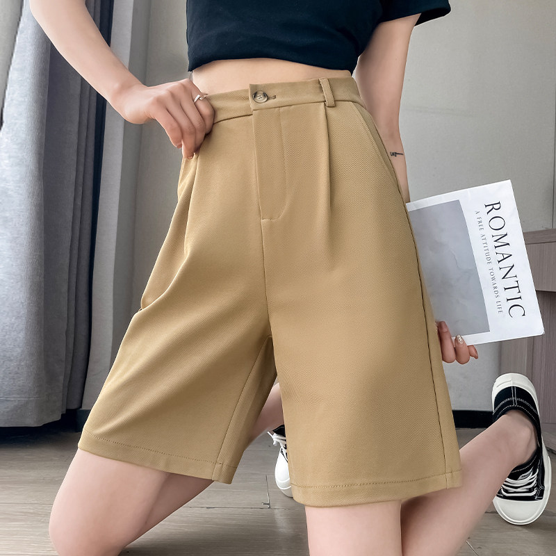 얼음 실크 바지 여성의 느슨한 여름 얇은 겉옷 2024 새로운 핫 스타일 하이 웨이스트 와이드 레그 캐주얼 정장 반바지