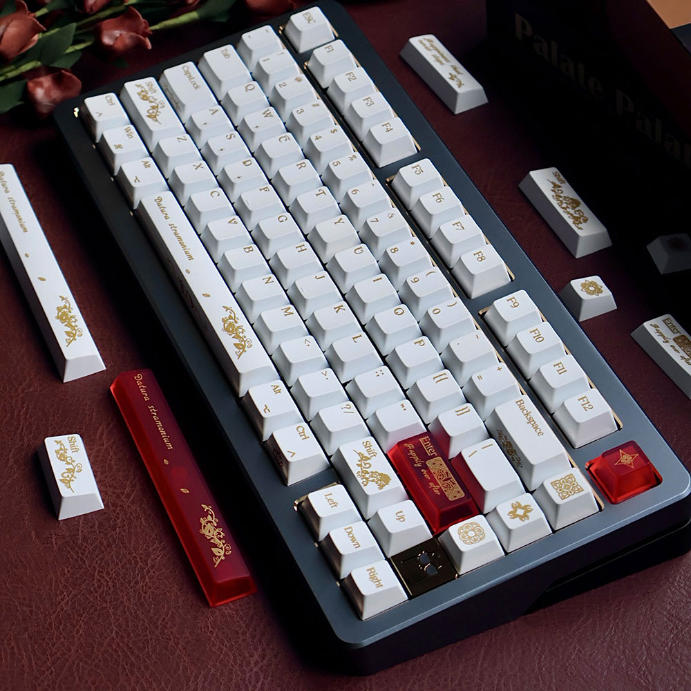 曼陀罗白金键帽原厂高度PBT+PC