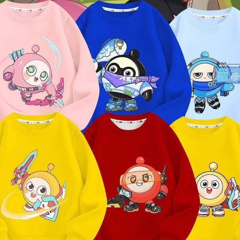 蛋仔派对艾比卡通印花春季新款儿童薄款纯棉卫衣男女童装休闲上衣