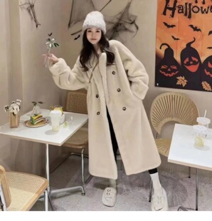 2024秋冬加厚长款 西服领仿水貂绒皮毛一体毛毛环保皮草女外套大衣