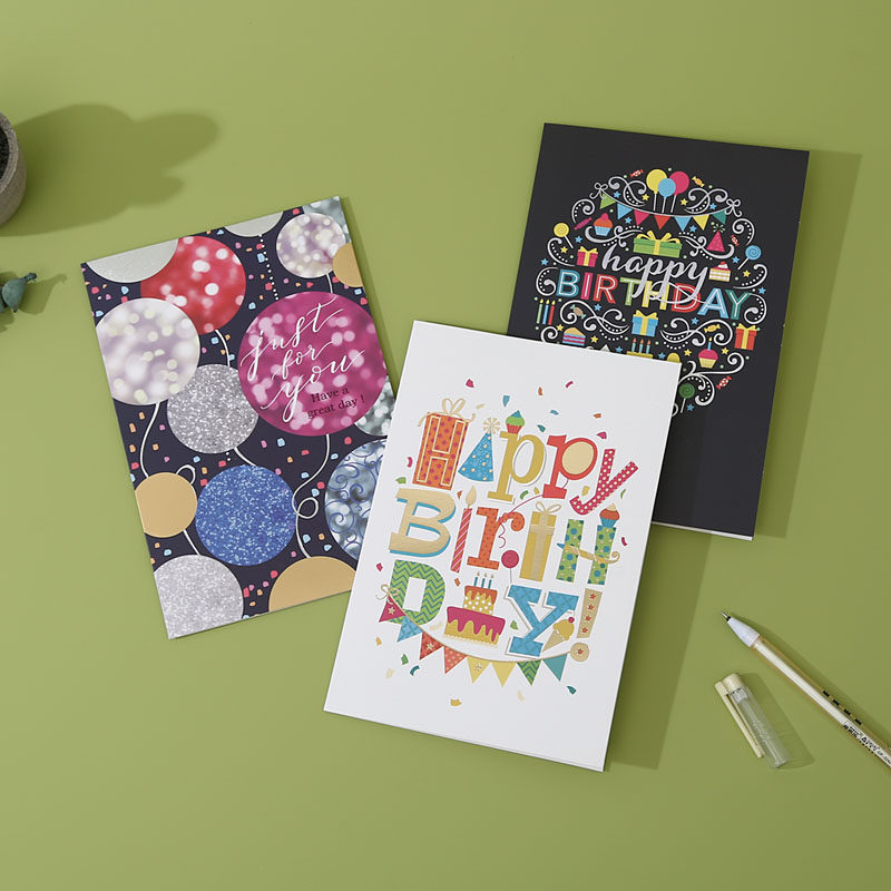 ins风创意商务生日祝福卡简约高档烫金通用感谢留言小卡片带信封