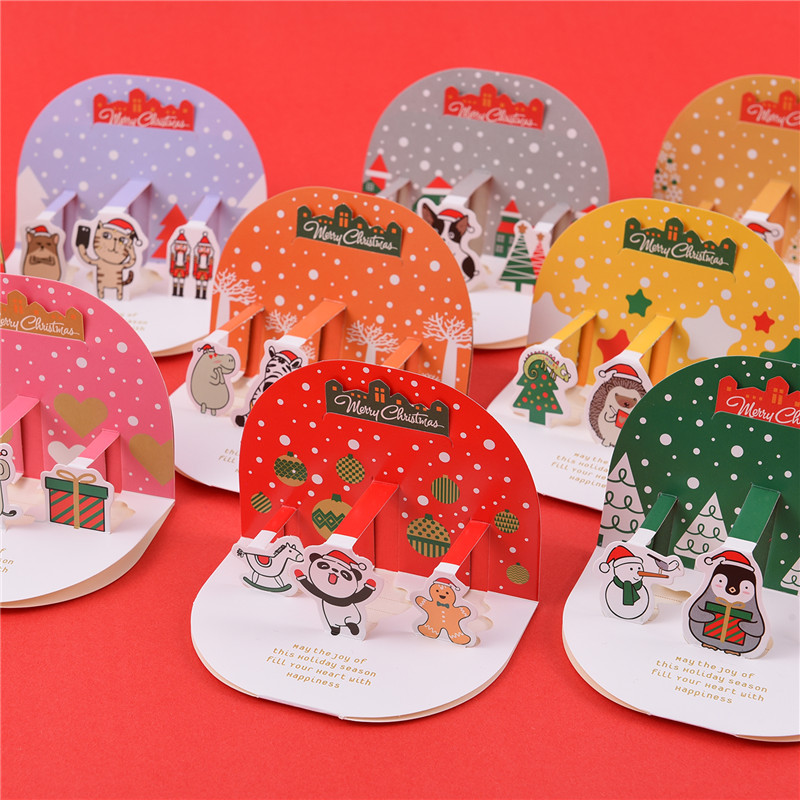 圣诞节贺卡可爱卡通手工3d立体卡片韩国创意圣诞节祝福贺卡带信封