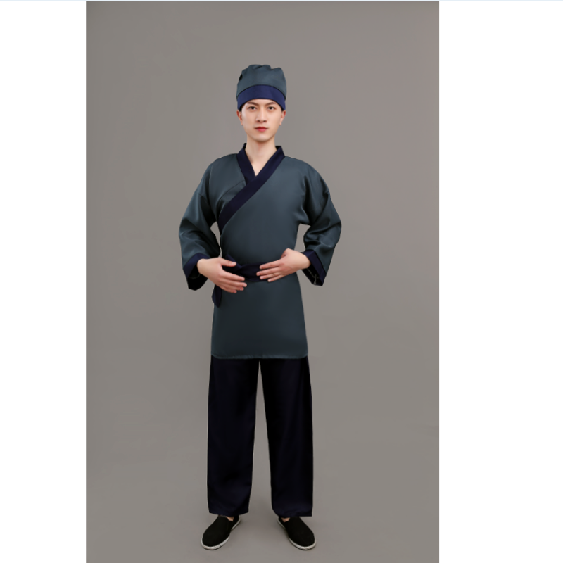 成人古装店小二服装男女通用深蓝