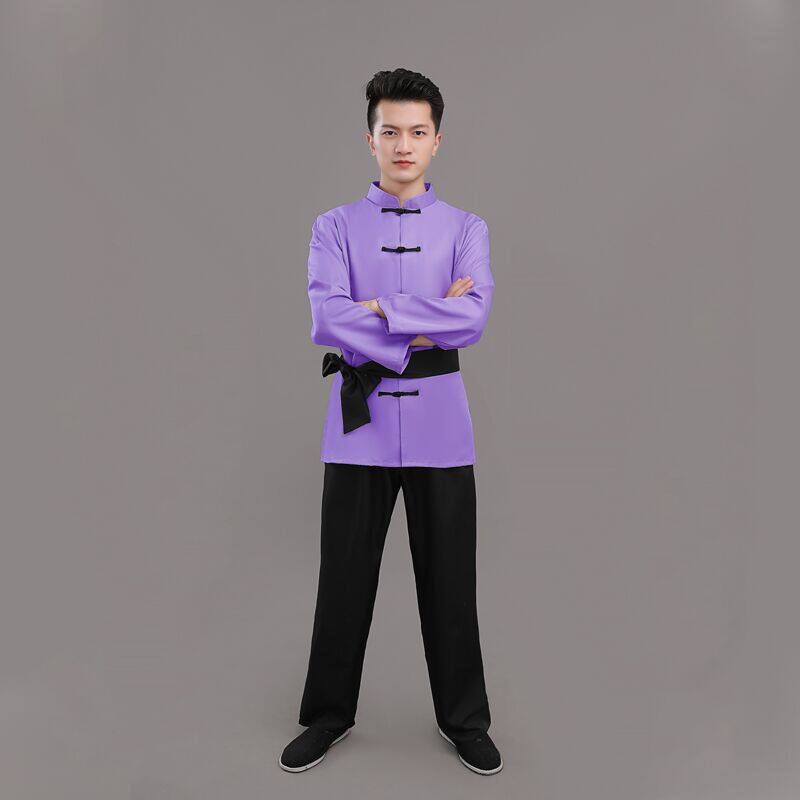 民国风男盘扣立领演出服紫色复古