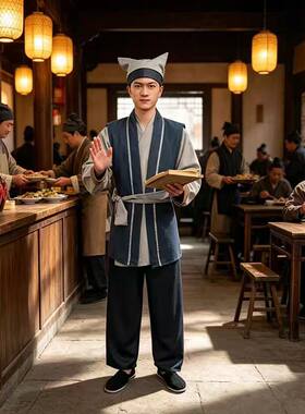 古代男装店小二商贩表演服舞台装