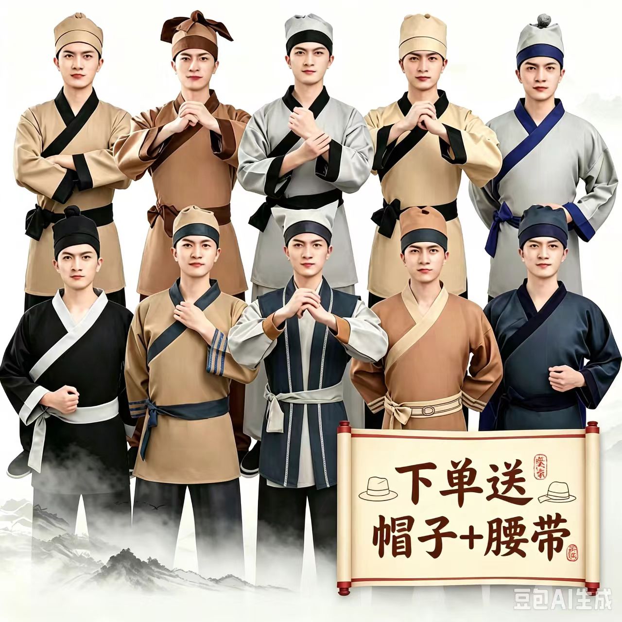 古装汉服男书生秀才影视剧演出服