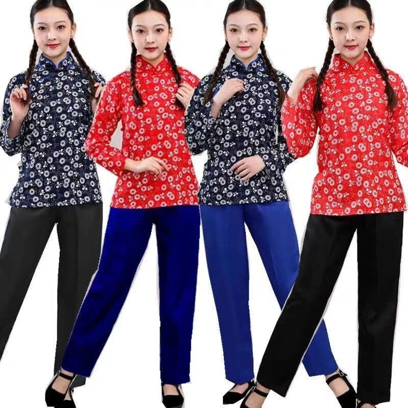 村姑阿庆嫂碎花演出服夏季民国农