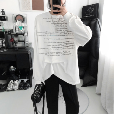 复得先生长袖潮流情侣款字母T恤