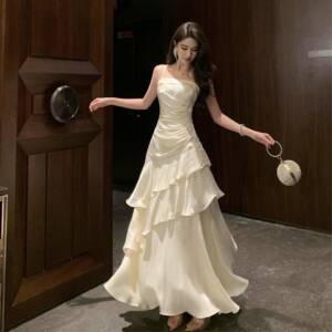 法式甜美气质纯欲吊带连衣裙仙女高级感成人礼生日晚礼服公主长裙