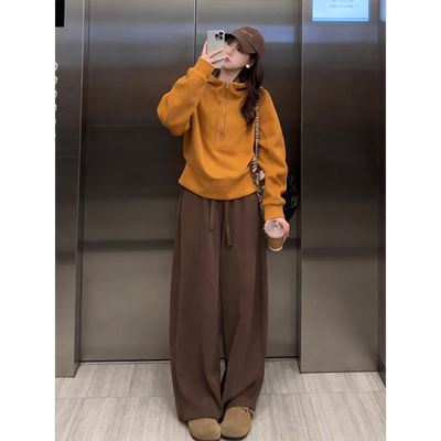 韩风气质卫衣阔腿裤套装女装2026春季新款高级休闲超火穿搭一整套