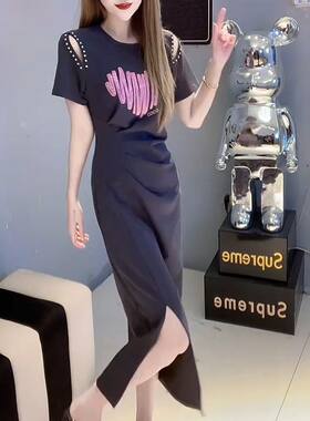 夏季修身显瘦露肩亮片连衣裙