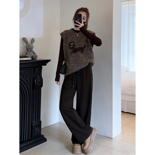 一整套穿搭女2026新款 三件套装 气质针织衫 阔腿裤 潮 马甲打底衫 春季