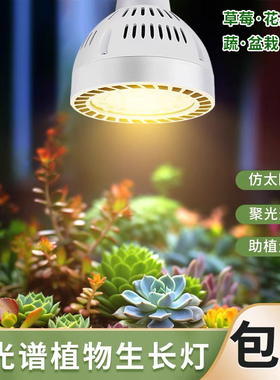 led植物补光灯E27全光谱仿太阳光上色多肉盆景月季室内阳台生长灯