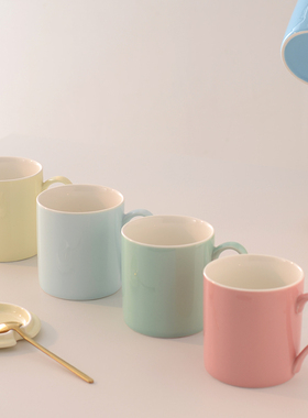 马克杯家用马卡龙陶瓷一家三口高颜值男女喝水办公室咖啡杯水杯