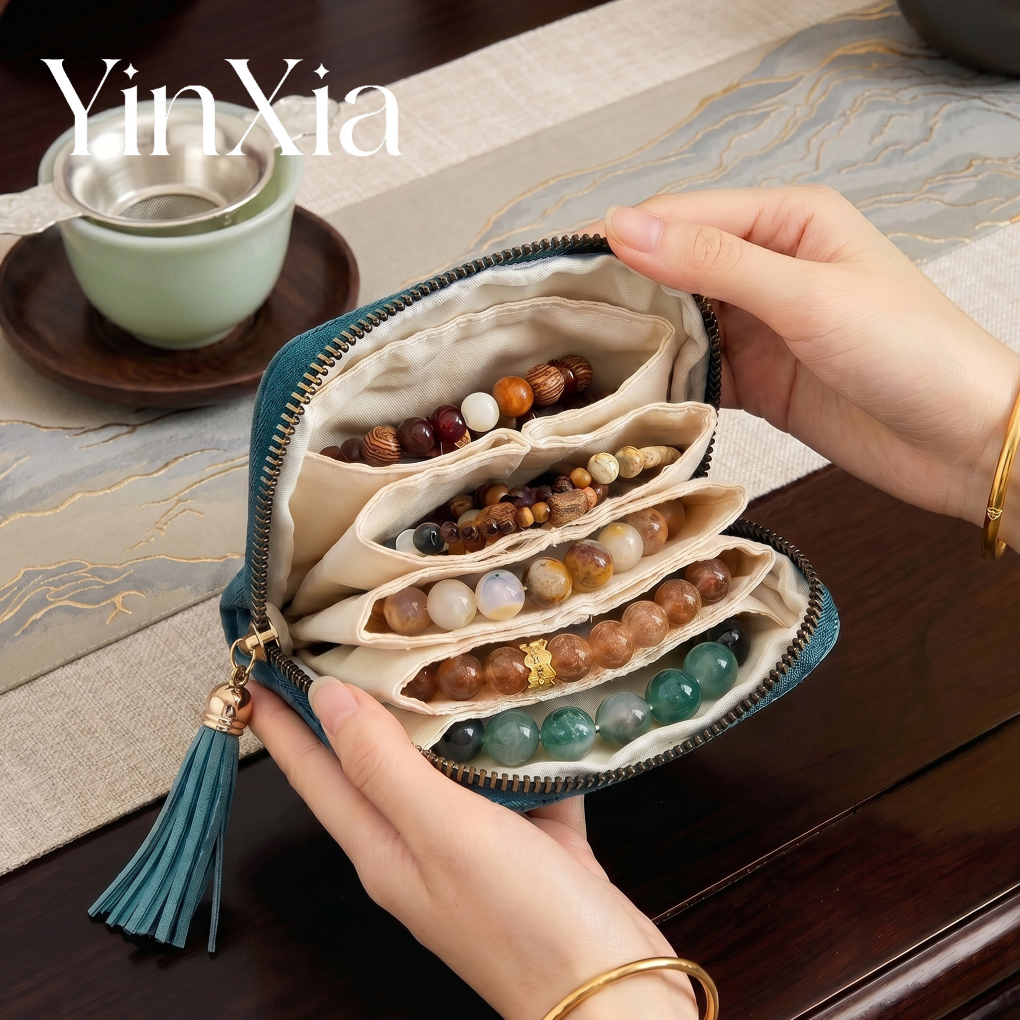 古风丝绒流苏手串首饰收纳包