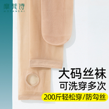 大码丝袜女防勾丝胖mm加肥加大不掉档性感薄款肉色踩脚九分连裤袜
