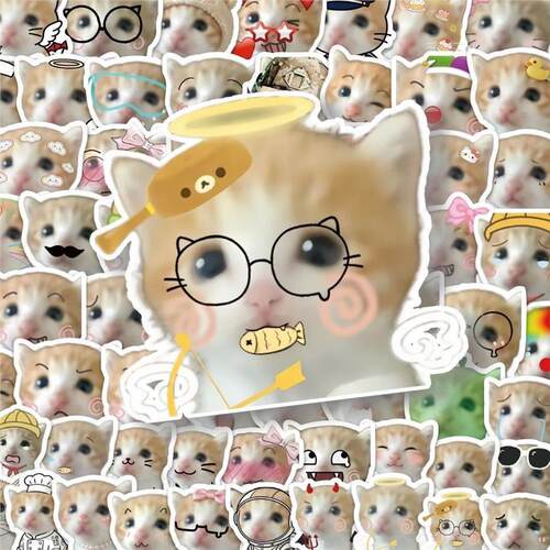 300张死对头小猫可爱猫咪meme表情萌系装饰手账封口diy贴纸贴画