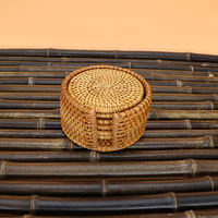 Vietnamese autumn rattan woven coasters, plate MATS, bowl MATS, heat insulation MATS, placemats, tea cup holders, and purple clay teapot MATS set thumbnail 6