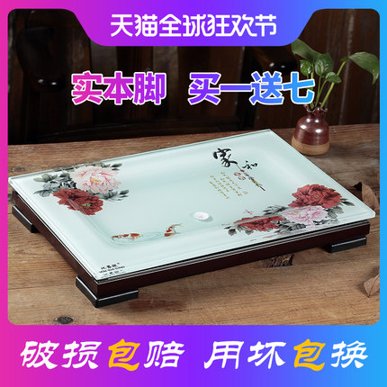 精美钢化玻璃茶盘琉璃简约功夫托盘茶具套装排水式家用茶台茶托盘
