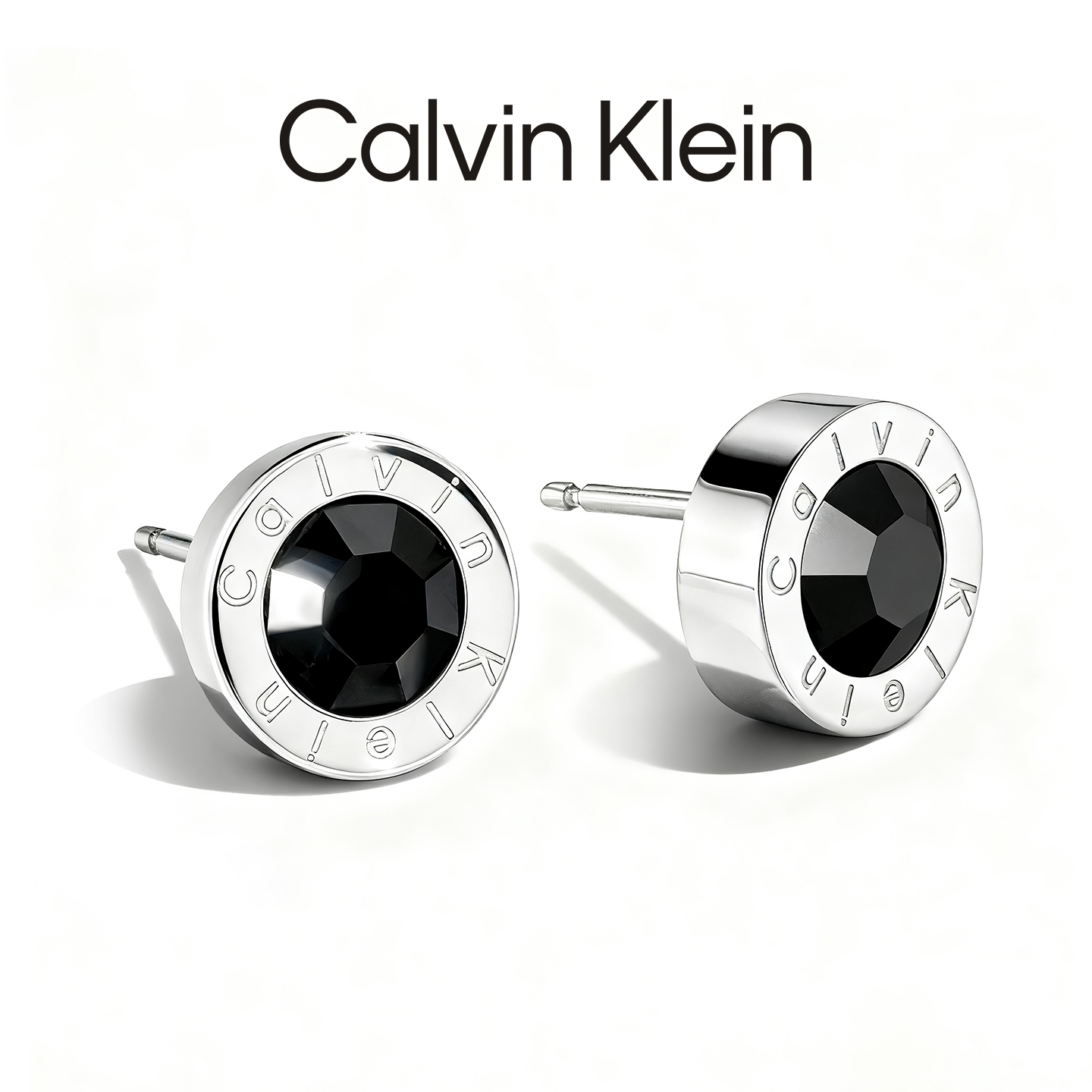 CalvinKlein正品几何黑水晶耳钉