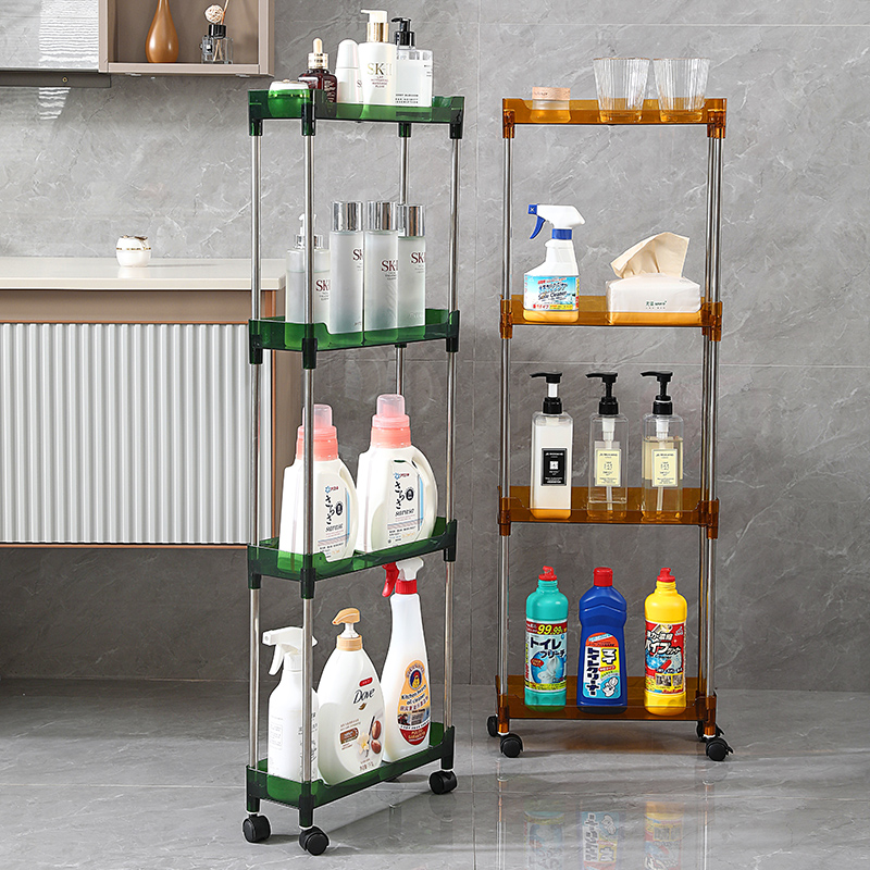 9/12cm浴室置物架卫生间夹缝收纳储物落地层架带轮厨房超窄缝隙柜