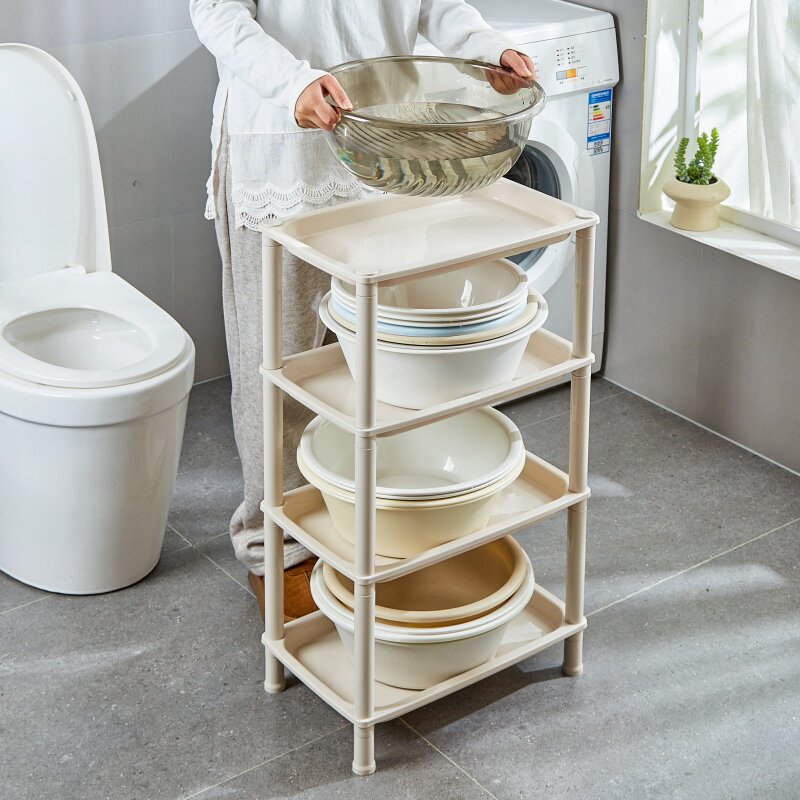 卫生间脸盆架厚塑料浴室置物架洗衣机边水桶收纳架宿舍落地式多层