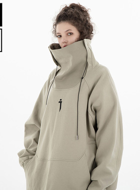 吉业重工国潮春秋嘻哈潮牌高领机能卫衣男女宽松休闲套头外套