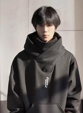 吉业重工潮流社恐i人机能连帽重磅高领卫衣男女oversize休闲外套