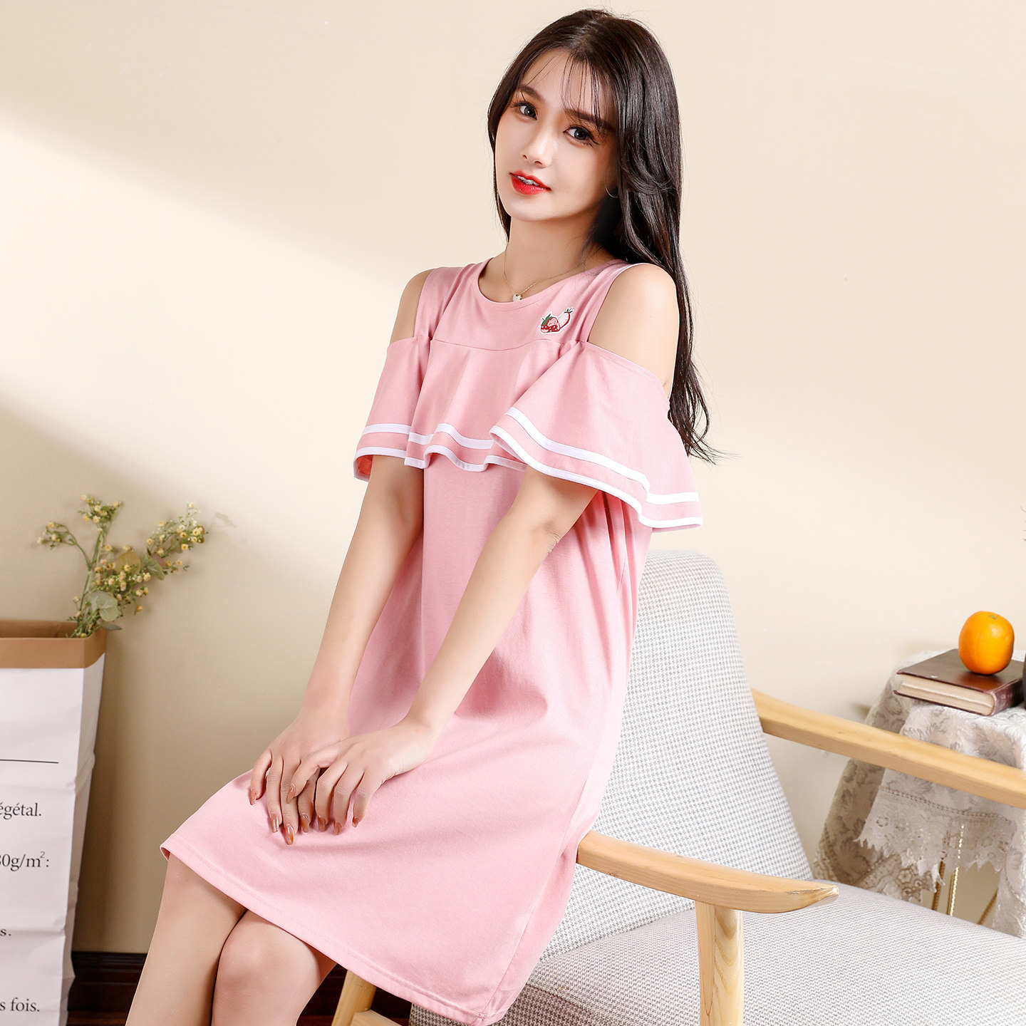 睡裙女款2026新款夏款少女可爱纯棉防凸点吊带裙薄款可外穿睡衣夏
