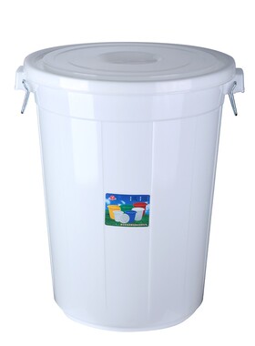 加厚白色塑料圆桶食品级水桶蓝色带盖家用储水大白桶90120L大胶桶