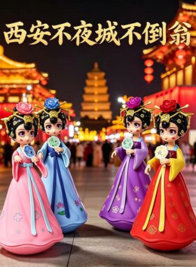 西安大唐不夜城小姐姐音乐不倒翁