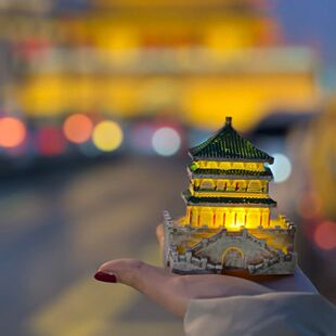 西安创意钟楼发光树脂冰箱贴城市博物馆旅游纪念品磁贴伴手礼礼品