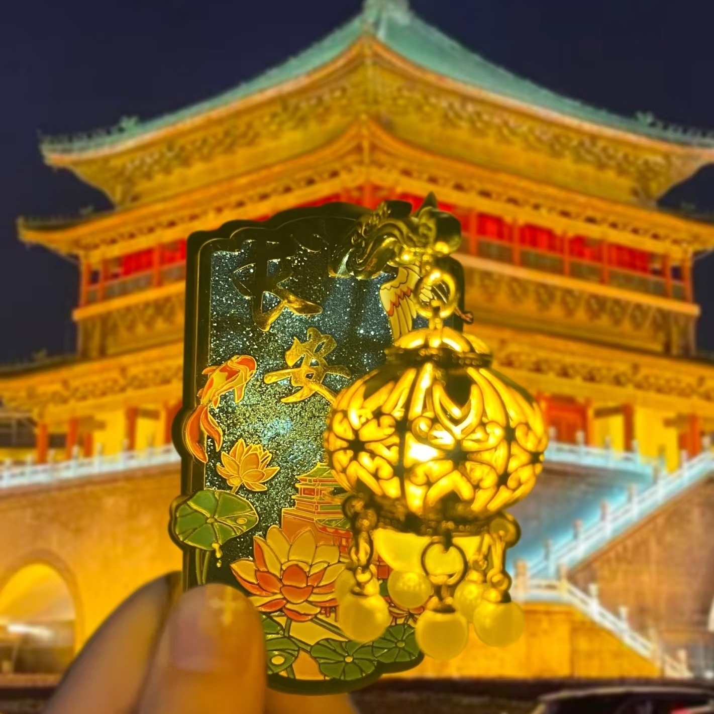 西安文创纪念灯火长安创意金属发光立体灯笼文创冰箱贴古风伴手礼