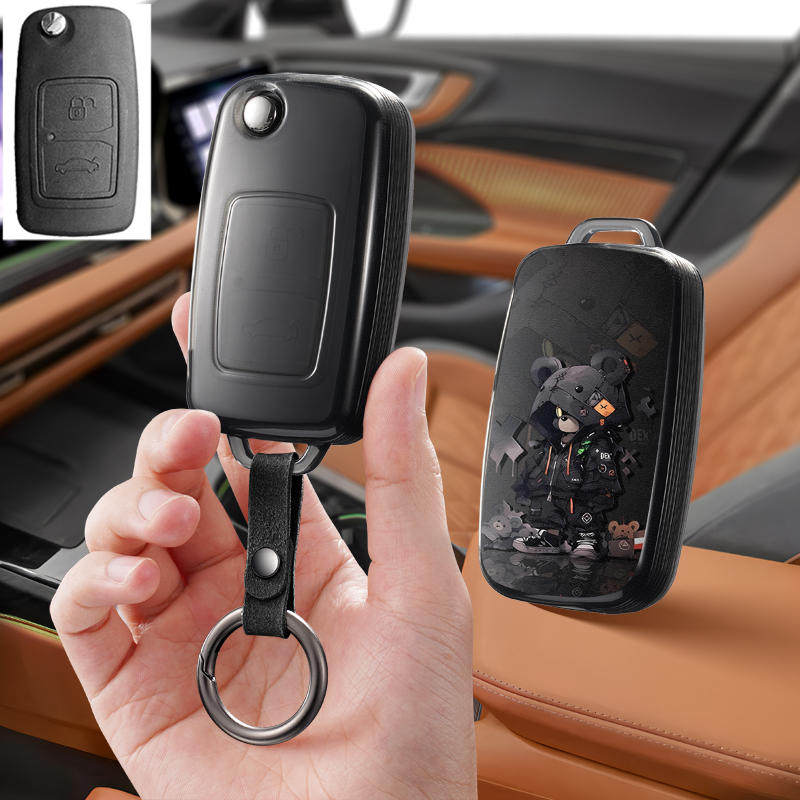 适用奇瑞风云2折叠e5老款a3瑞虎旗云2汽车钥匙套保护包壳扣女高级