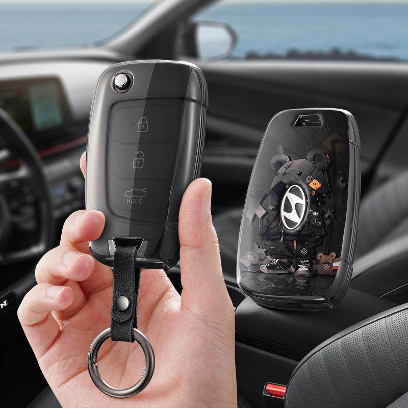 适用北京现代新悦动悦纳胜达汽车钥匙套保护套包壳扣女高级专用男