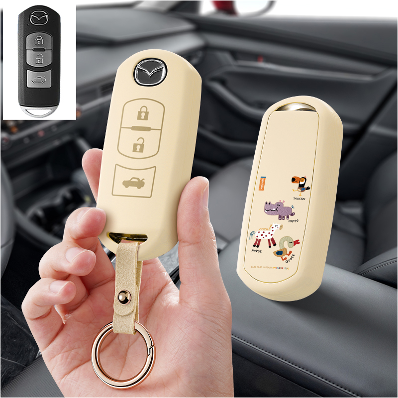 适用马自达cx4汽车钥匙套cx9睿翼7保护套cx5包壳扣女高级全包专