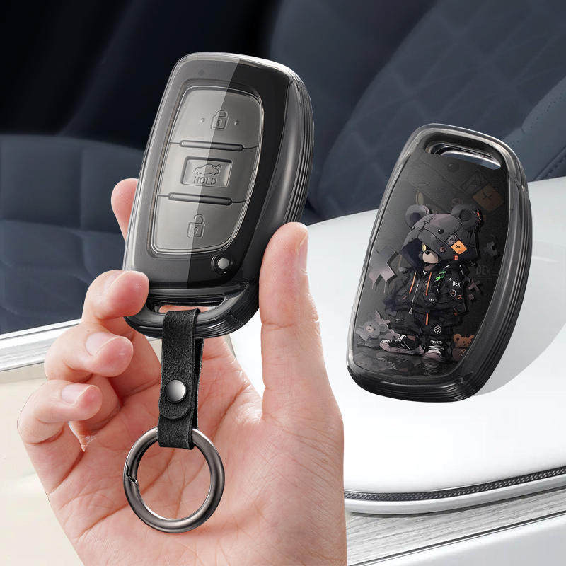 适用北京现代瑞纳索纳塔悦纳名图汽车钥匙套保护套包壳扣女高级男