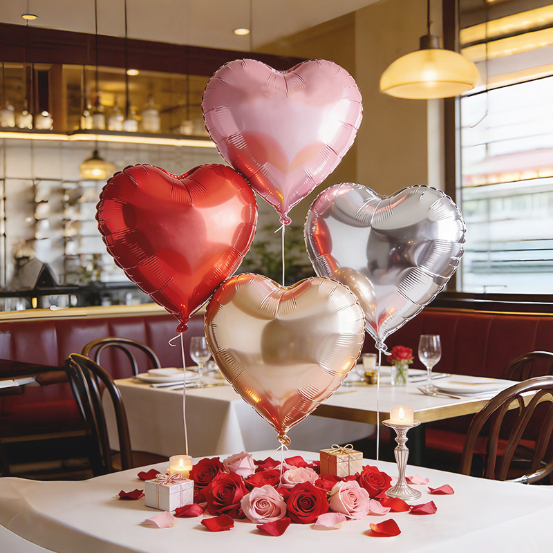 18寸爱心铝膜气球520情人节布置表白飘空气球咖啡厅酒吧商场布置