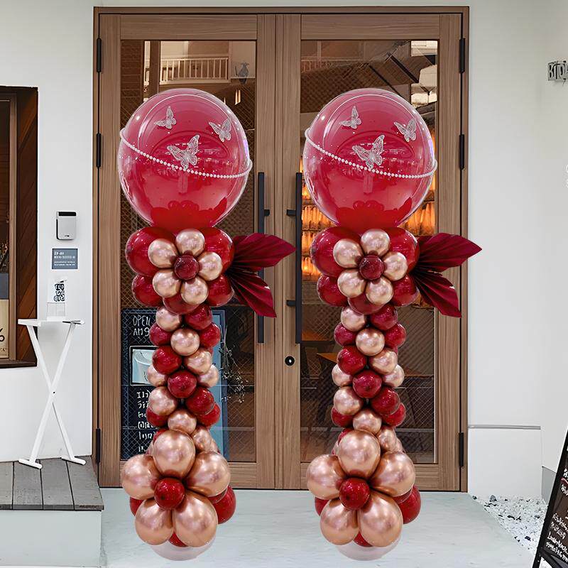 新年气球链红色立柱金色气球链公司商场装饰门店布置气球派对装饰