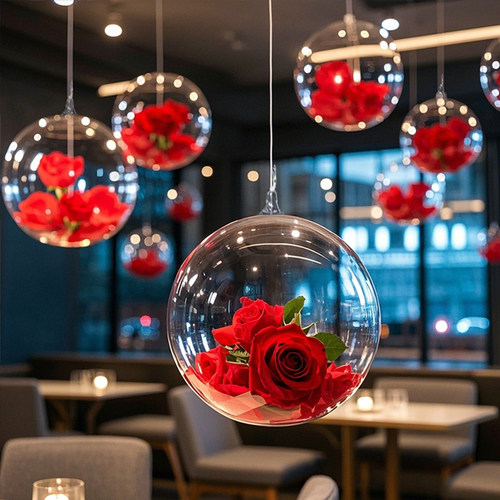 网红情人节玫瑰花波波球吊饰气球装饰挂件商场珠宝店餐厅门店布置