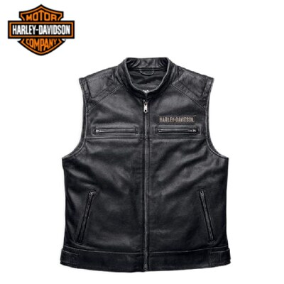 哈雷HarleyDavidson戴维森做旧皮马甲 哈雷链接皮马甲
