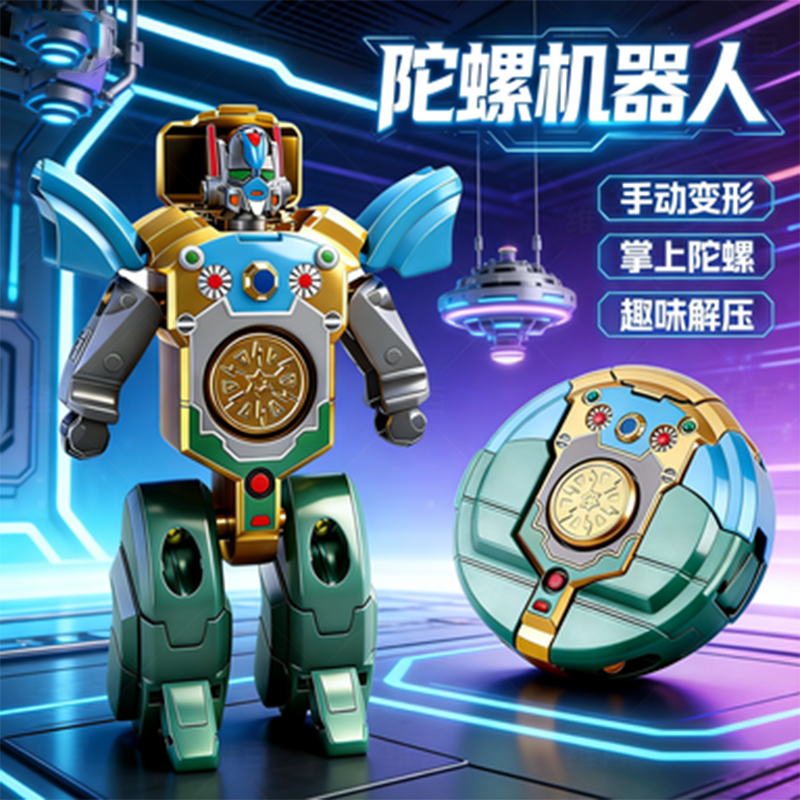 指尖陀螺玩具可变形机器人机械手指旋转解压儿童男孩男童益智玩具,玩具/童车/益智/积木/模型,儿童机器人/变形玩具,淘宝优惠券,粉丝福利购,淘宝优惠卷
