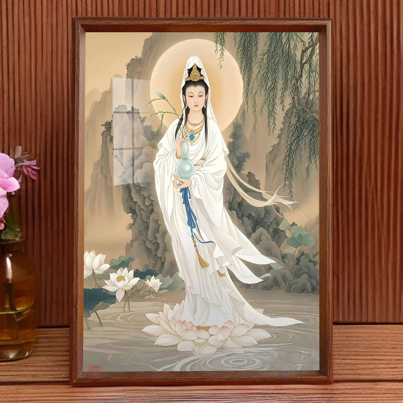 大慈大悲观世音菩萨相框装饰画桌面摆台客厅及办公室书桌装饰摆件