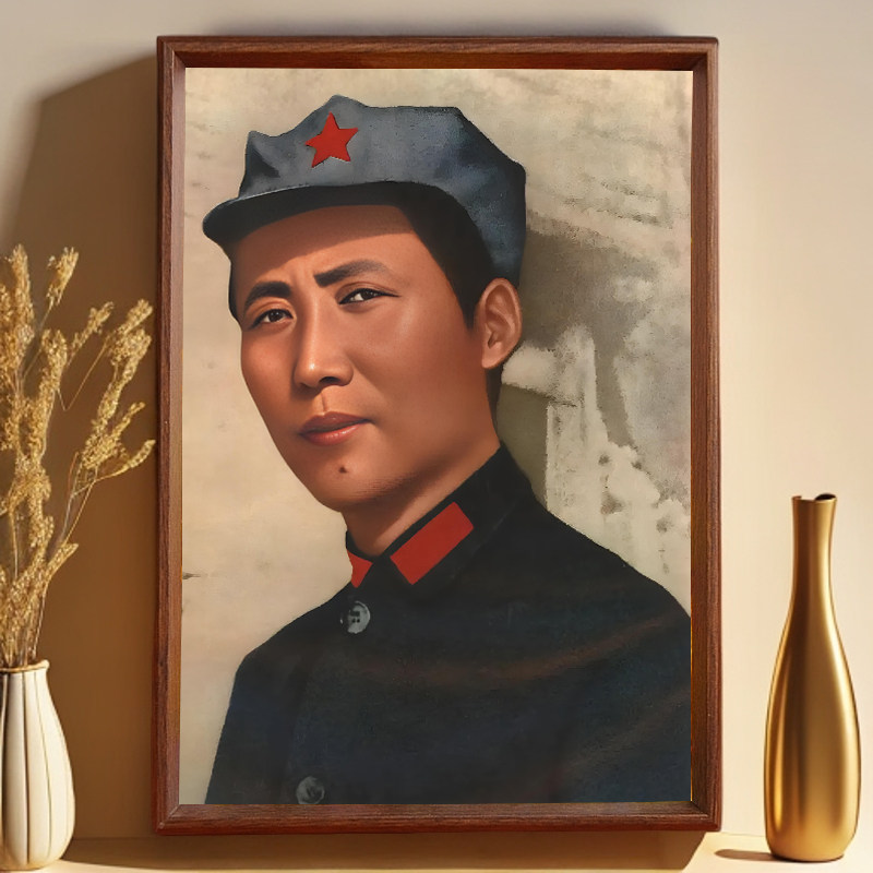 毛主席画像相框摆件毛泽东头像照国画