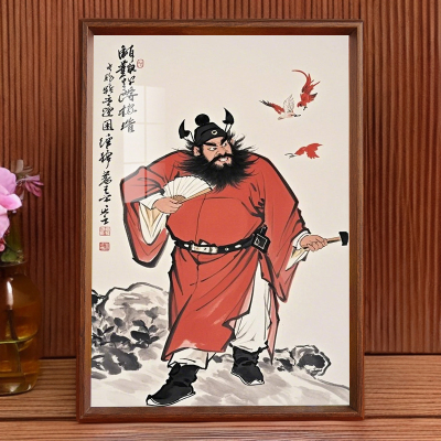 天师钟馗画像桌面摆件国画摆台客厅玄关迎福镇宅神像结缘装饰挂画