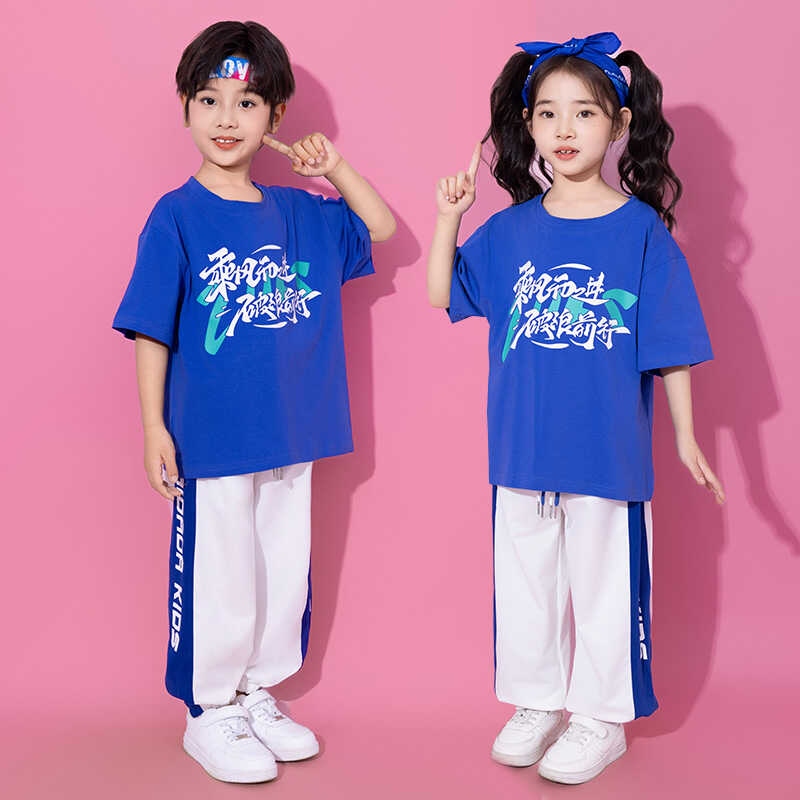 蓝白套装运动会啦啦队演出服